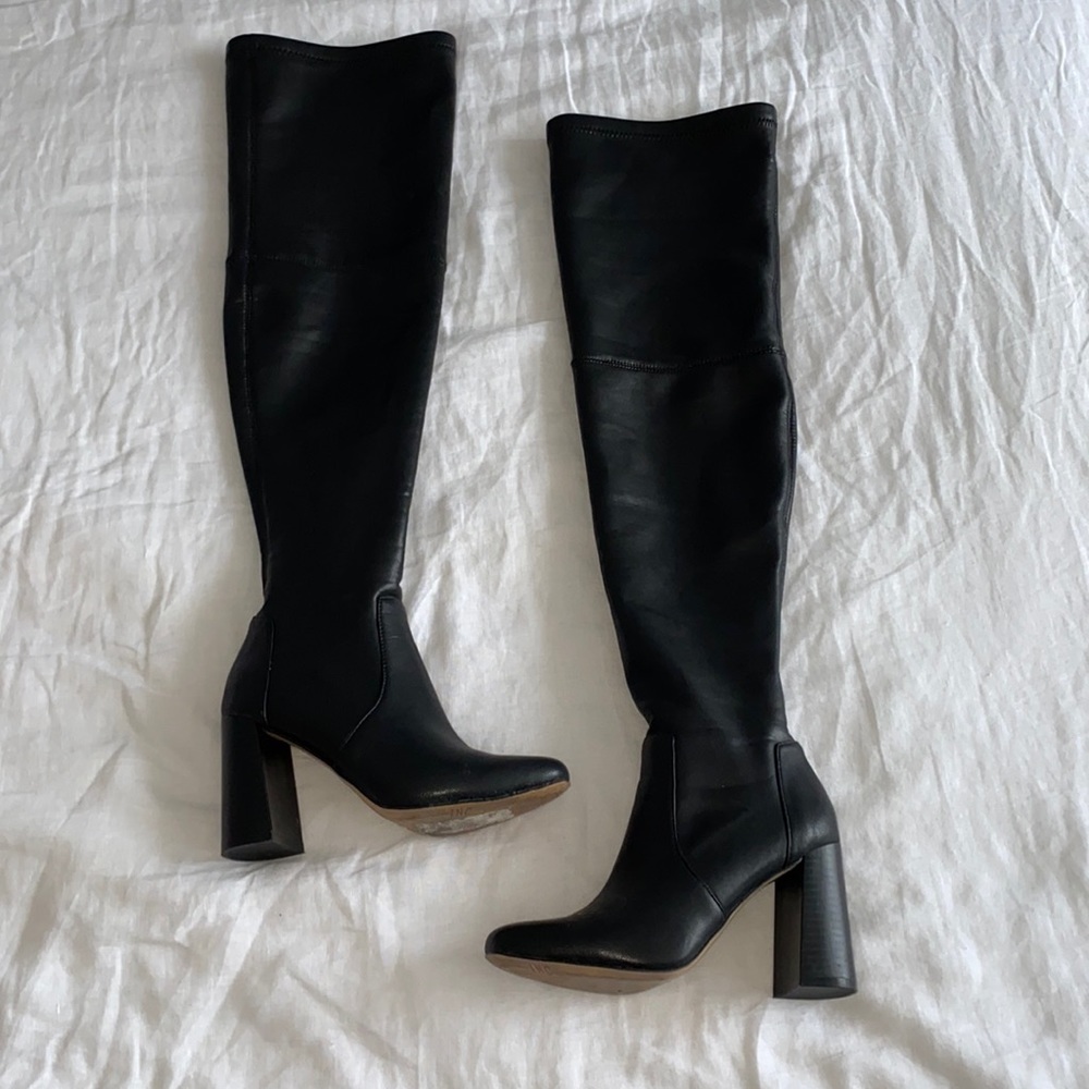 INC International Concepts black leather boots.